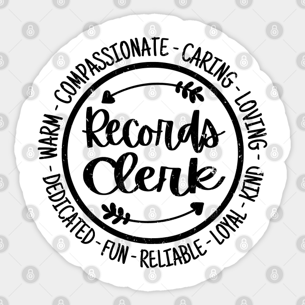 Records Clerk Vintage Gift Records Clerk Sticker TeePublic